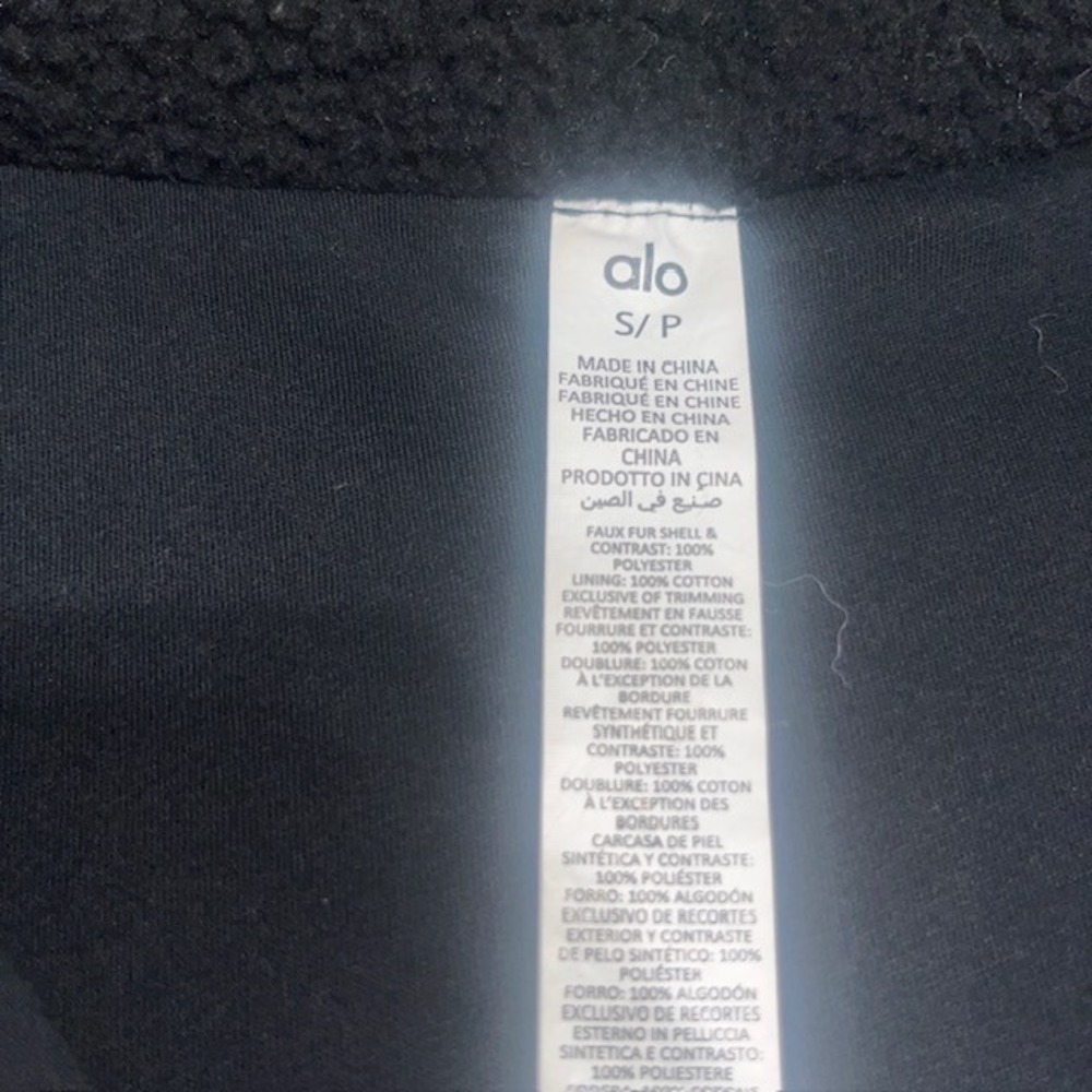 Alo Yoga Solstice Micro Sherpa Half Zip Crop Pullover Black Small - Picture 9 of 9